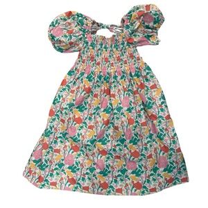 Smockingbird Smocked Girl’s Floral Spring Puff Sleeve Dress